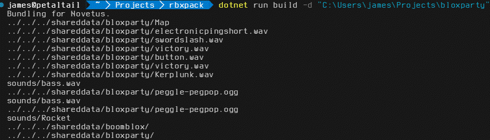 Bundle command output for rbxpack