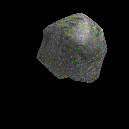 A low poly mesh with a realistic rock texture on a transparent background.